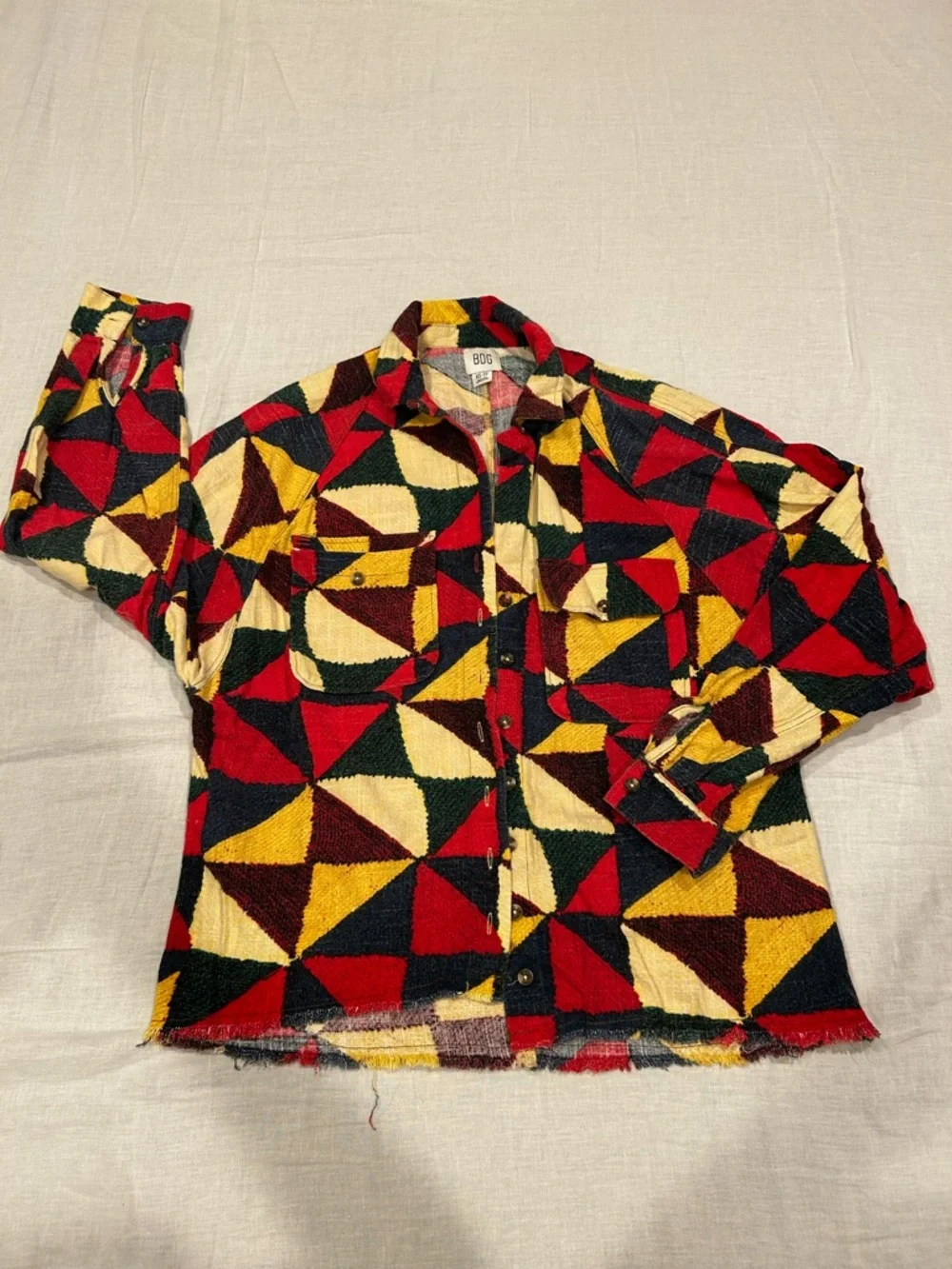 Geometric Multicolor Flannel Shirt - Picture 3 of 4